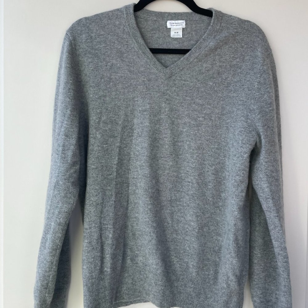 V-Neck Grey Cashmere Sweatshirt